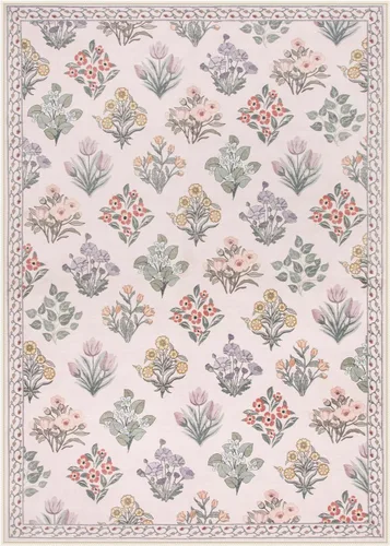 Miniatura 8 de Wonnitar Alfombras rosas para dormitorio, niñas, guardería, alfombra lavable con estampado floral de 5 x 7 pies, bohemio, ultrafina, antideslizante