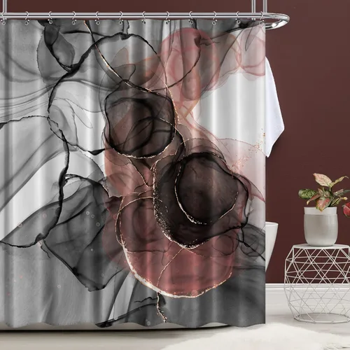 Miniatura 8 de Cortina de ducha pequeña verde salvia, cortina de ducha abstracta bohemia para baño, juego de cortina de ducha medio angosta, cortina de ducha