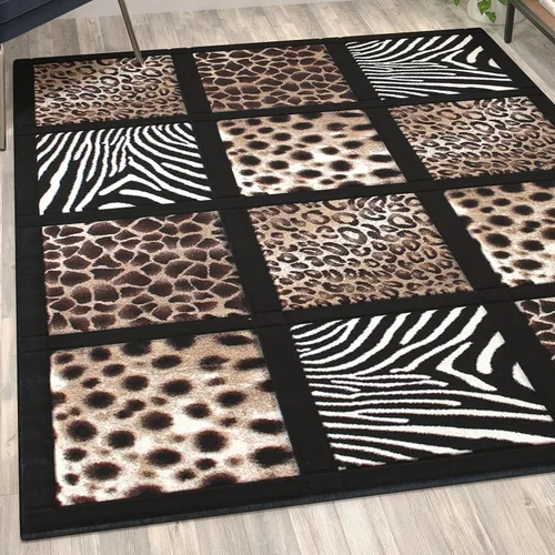 Miniatura 3 de Flash Furniture Menagerie Collection - Alfombra de área con estampado de animales, olefina con diseño de guepardo, leopardo, cebra y jirafa, 5 x 7