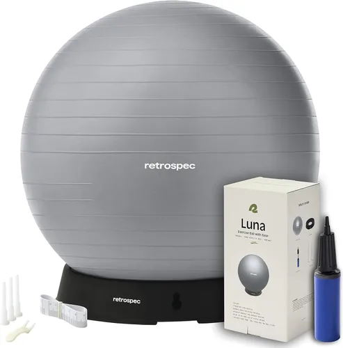 Miniatura 8 de Retrospec Luna Exercise Ball with Pump - Anti-Burst Fitness Equipment for Yoga, Core Training & Stability - Home Gym Swiss Ball for Office &