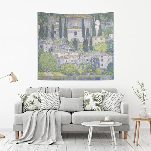 Miniatura 2 de AHOMY Tapiz artístico de Gustav Klimt Church in Cassone, tapiz para colgar en la pared, paisajes naturales, tapices para sala de estar, dormitorio