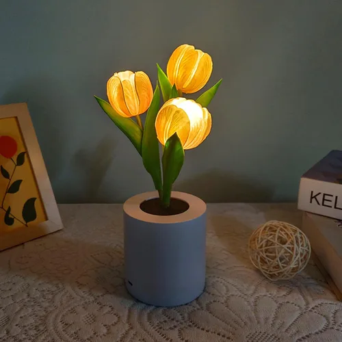 Miniatura 2 de Lámpara de girasol, girasol artificial en maceta con luces LED, luz nocturna LED USB, lámpara de mesa, mesita de noche, dormitorio, luz decorativa