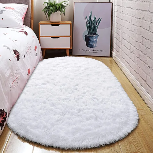 Miniatura 11 de Junovo - Alfombra de felpa ultra suave lavable, antideslizante, ovalada para guardería, dormitorio de niños y decoración del hogar (2x5 pies, gris)