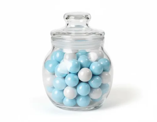 Miniatura 2 de Bolas de goma de mascar de 1 pulgada para máquina de chicle, bolas de goma de mascar de celebración (1 libra, mezcla de bebé (azul claro y blanco))
