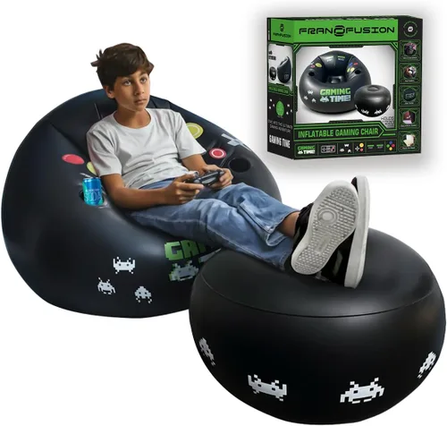 Miniatura 10 de Puf inflable para juegos para niños y adolescentes con portavasos y bolsillos laterales - Este puf de aire para juegos para niños es el mobiliario