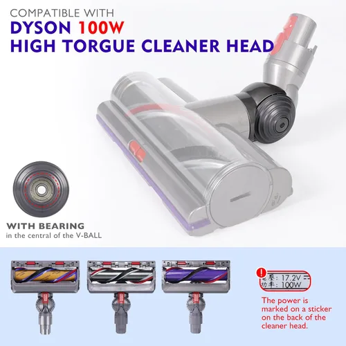 Miniatura 2 de Rueda de bola + conector de cabeza de aspiradora de repuesto compatible con Dyson V10 V11 V15 100W accesorios de cabezal limpiador de alto par
