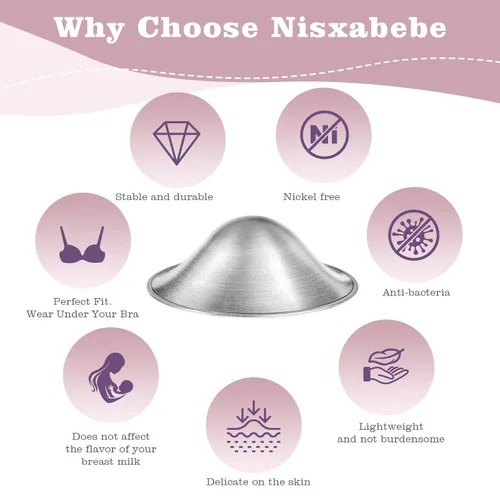 Miniatura 4 de NISXABEBE Las tazas de lactancia originales de plata con anillo de silicona, protectores de pezones para lactantes recién nacidos, imprescindibles