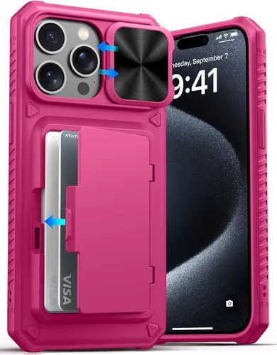 Miniatura 39 de ATATOO Funda para iPhone 17, tarjetero integrado (almacena 3-5 tarjetas) y funda para cámara deslizante y bloqueo RFID, protección de grado militar