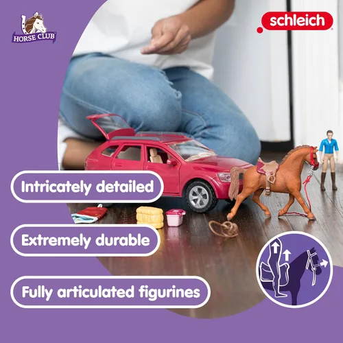 Miniatura 3 de Schleich Horse Club - Juego de Camping de Coche y Remolque de 110 Piezas con Divertidas Figuras de Caballos y Jinetes para Niñas y Niños - Figuras