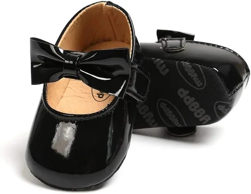 Miniatura 7 de Zapatos planos Mary Jane para bebés y niñas con lazo y flores, vestido de princesa, para boda, zapatos de ballet antideslizantes para niños pequeños