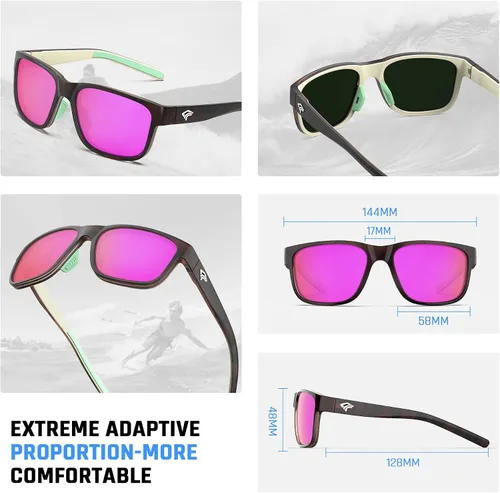 Miniatura 5 de TOREGE Gafas de sol polarizadas deportivas para hombres y mujeres, lentes de sol para ciclismo, correr, pesca, barco, senderismo, playa, TR66