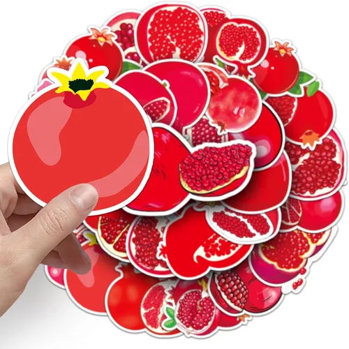 Miniatura 4 de Calcomanías de granada, 50 unidades, impermeables, lindas frutas rojas, calcomanías para botella de agua, laptop, álbum de recortes, patineta