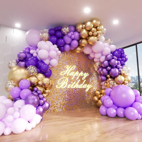 Miniatura 9 de Kit de arco de globos negros y dorados, ADOINBY 140 piezas de globos de látex confeti negros, blancos y dorados metálicos de 18, 12, 10 y 5