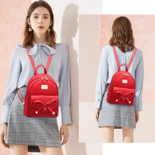 Miniatura 6 de Bonita mochila de piel con lazo para mujer