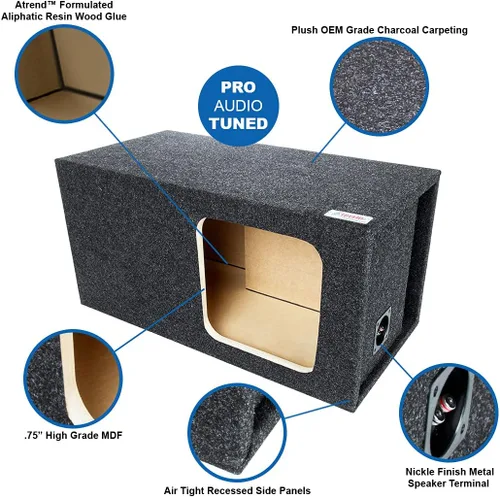 Miniatura 2 de Atrend Caja de subwoofer cuadrada con ventilación única de 15KSV de 15 pulgadas para subwoofers cuadrados (por ejemplo, subwoofers Kicker L5 y L7)