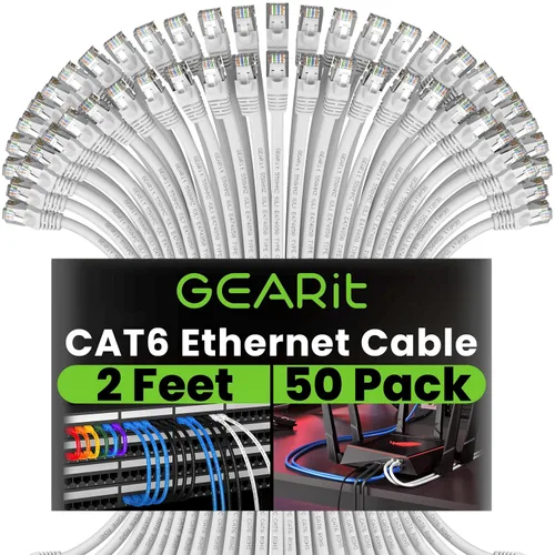 Miniatura 38 de Paquete de Cable Ethernet Cat 6 GEARit - Pack de 10 cables de conexión Ethernet Cat6 de 15 pies Cable de conexión de red RJ45, conectores dorados