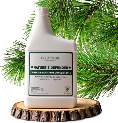Nature's Defender - Concentrado de césped y jardín, control de plagas totalmente natural para espacios al aire libre, fabricado con aceite de madera