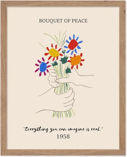 Poster Master Póster vintage de Picasso, impresión minimalista retro, regalo para artistas, inauguración de la casa, ramo de paz, flor, estética,