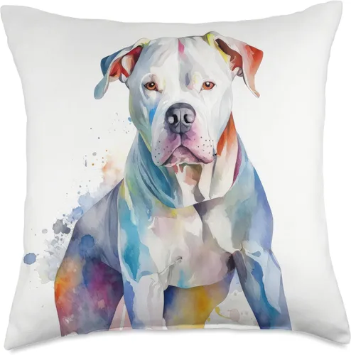 Miniatura 5 de Charming Watercolor Dog Art Dogo Argentino Dogo Argentino - Almohada colorida con diseño de acuarela, 16 x 16 pulgadas, multicolor