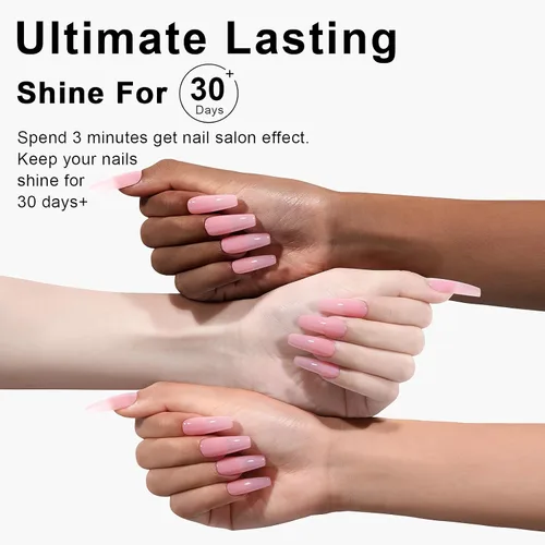 Miniatura 7 de L'UGX Esmalte de uñas de gel rosa translúcido, 0.5 onzas líquidas, esmalte de gel neutro nude, rosa, transparente, natural, UV, punta francesa