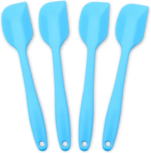 ALLWIN HOUSEWARE - Juego de 4 espátulas de silicona resistentes al calor, 600 °F, sin costuras, con núcleo de acero, espátulas de goma para Azul