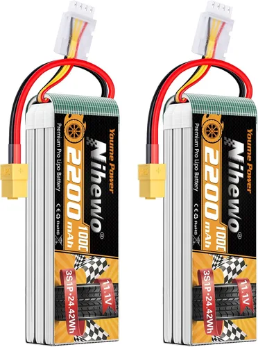 3S Lipo Battery 2200mAh 11.1V RC Lipo Batería 100C con enchufe XT60 Funda suave para RC Drone FPV Aviones Multi-Motor Quadcopters Autos, Camiones,