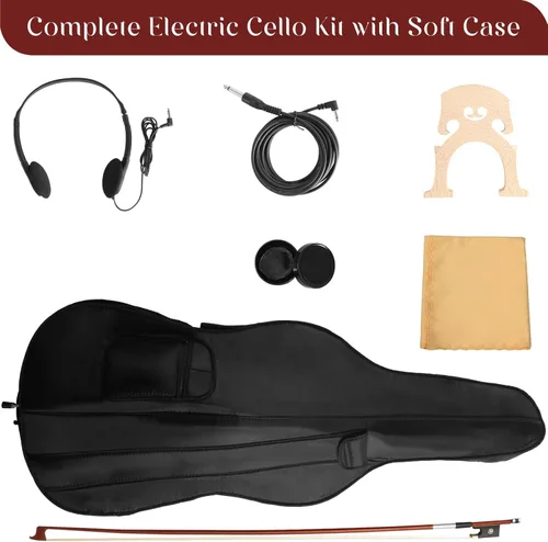 Miniatura 7 de Violonchelo eléctrico, violonchelo silencioso de tamaño completo 4/4 con conector para auriculares y bolsa de transporte, violonchelo profesional