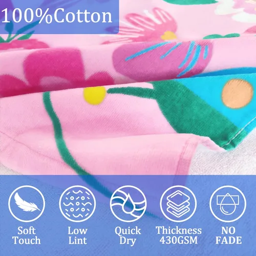 Miniatura 4 de VOOVA & MOVAS Toalla de playa con capucha para niños pequeños, (3-8 años, 30''X50''), toalla envolvente absorbente 100% algodón para niños, perfecta
