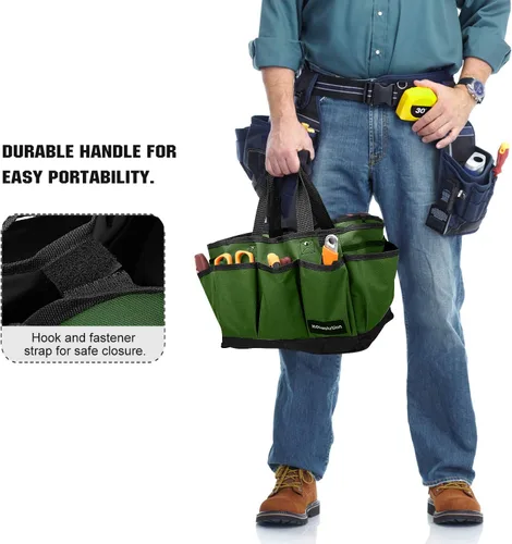 Miniatura 5 de Housolution Bolsa de Jardinería, Bolsa de Almacenamiento de Herramientas de Jardín de Lujo y Organizador para el Hogar con Bolsillos, Resistente al