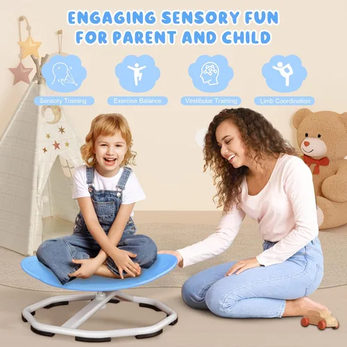 Miniatura 3 de Qusases Sillas Giratorias Sensoriales para Niños, Silla Giratoria para Niños Autistas, Juguetes Sensoriales de Sentarse y Girar, Entrenamiento