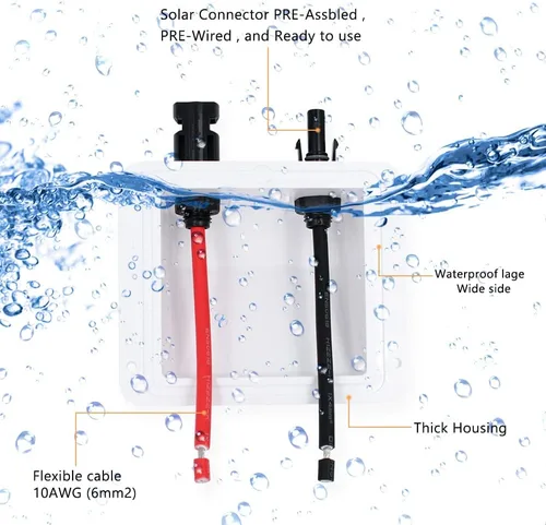 Miniatura 4 de Prensaestopas de entrada de cable solar, cable de extensión solar suave 10AWG de 0.33 pies y conector, resistente a los rayos UV, carcasa de doble