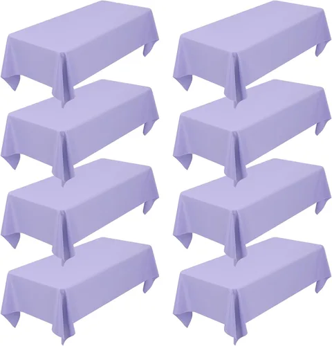 Miniatura 69 de Showgeous Paquete de 4 manteles rectangulares de poliéster de 60 x 102 pulgadas, resistentes a las arrugas, lavables, para bodas, mesas de comedor