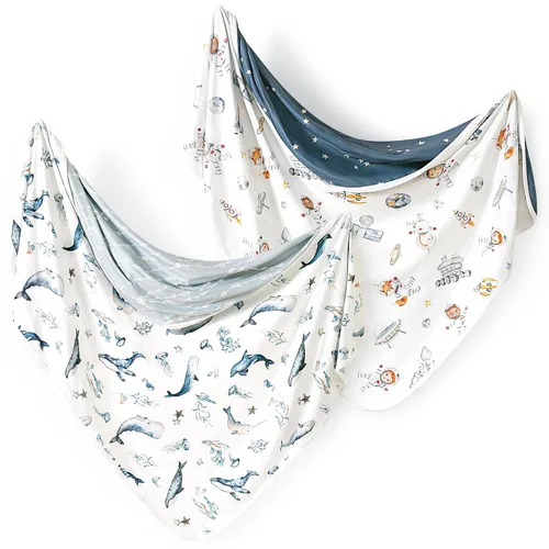 Miniatura 11 de GRSSDER Paquete de 2 mantas de punto súper suaves para bebés niñas y niños, mantas reversibles de doble capa de 34 x 44 pulgadas, extra grandes