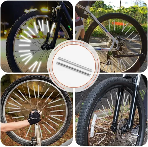 Miniatura 8 de Reflector de radios para bicicleta, reflectores de radios de bicicleta de visibilidad de 360°, clips reflectantes impermeables para bicicletas