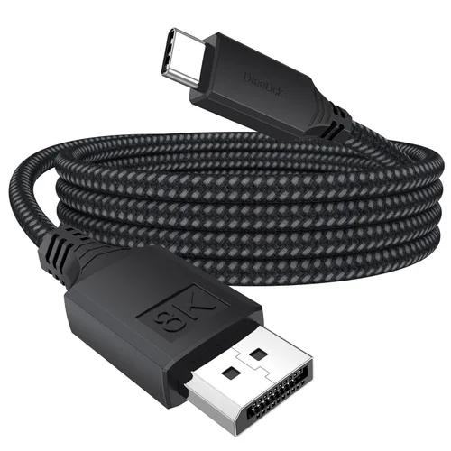 Cable USB C a Displayport de 6 pies, DP 1.4 con 8K @60Hz 4K @120Hz 2K @240Hz 1080P @280Hz, USBC (Thunderbolt 3/4/5) a puerto de pantalla 32.4Gbps
