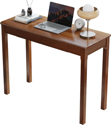 Miniatura 18 de Escritorio de madera maciza con cajones, escritorios estrechos simples de 24 x 16 pulgadas, mesa de estudio de madera de goma, escritorio pequeño