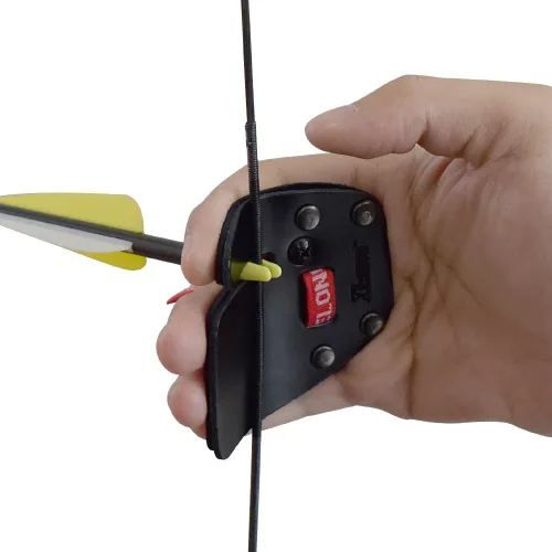 Miniatura 9 de Lengüetas de tiro con arco para dedos y protección de piel de vaca para arco recurvo para diestros Azul