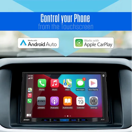 Miniatura 10 de JENSEN J1CA7-BUC Apple CarPlay Android Auto certificado de 7 pulgadas Radio estéreo de coche con pantalla táctil doble DIN Llamadas manos libres