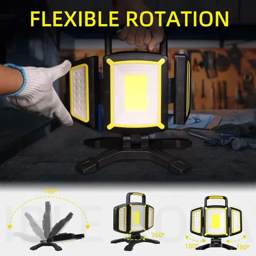 Miniatura 3 de YZONI Luz de trabajo recargable, luz de trabajo LED de 30 W 3000 lúmenes con 5 modos, luces magnéticas alimentadas por batería con diseño plegable