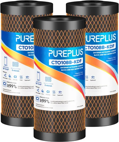 Miniatura 10 de Cartucho de repuesto para filtro de agua de carbón activado de cáscara de coco para toda la casa de 10" x 4.5" - Compatible con WFHDC8001, CB-BB-10