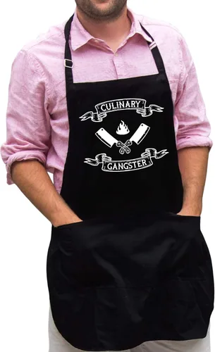Miniatura 3 de ApronMen - Funny Apron For Men - BBQ Gifts for Men & Unique Gifts for Fathers - Mens Black Aprons for Grilling Gángster culinario