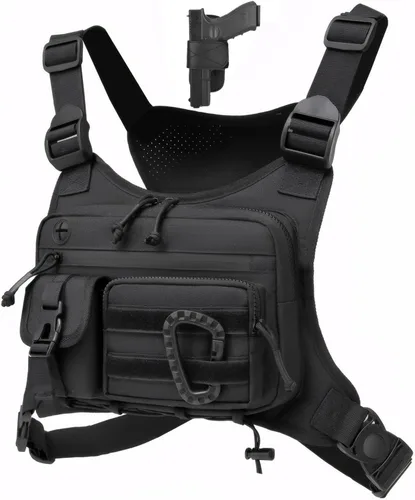 Muserise - Bolso de pecho para exterior para hombres y mujeres, chaleco táctico para correr, ciclismo, paquete de pecho EDC para deportes y