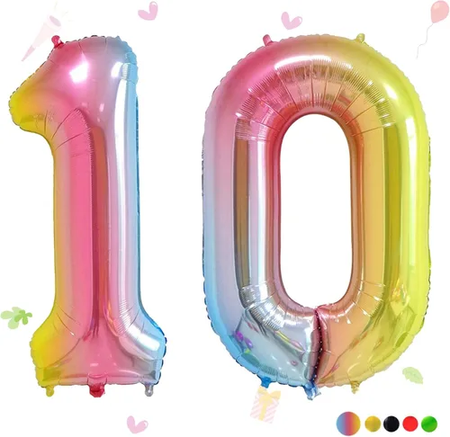 Miniatura 59 de Globos de números de 40 pulgadas del 0 al 9 dorados grandes del número 0, globos digitales para suministros de decoración de celebración de fiesta