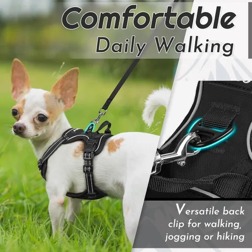 Miniatura 4 de Eagloo Arnés para perro pequeño, sin tirones, chaleco de servicio con tiras reflectantes y asa de control, ajustable y cómodo para caminar, arnés