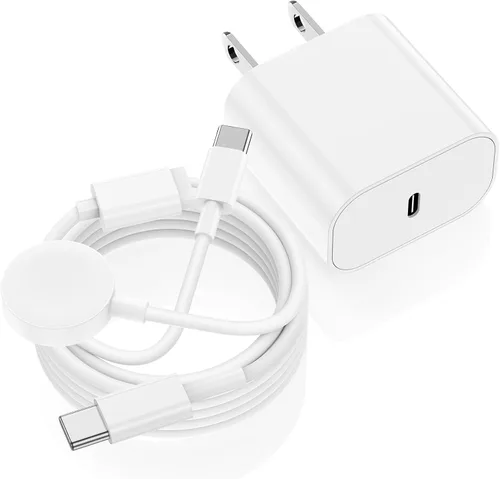 Miniatura 10 de Cargador USB C para Apple Watch, [certificado MFi] Cargador magnético rápido para iPhone, cable de carga USB C de 6 pies de largo y bloque