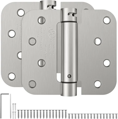 Miniatura 16 de HOSOM Bisagra de puerta de cierre automático, bisagra de resorte, 4 pulgadas, tensión ajustable para garaje, puerta delantera, puerta trasera