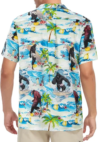 Miniatura 149 de Camisa hawaiana para hombre, con estampado floral, cómoda, con botones, casual, manga corta, ropa de playa para hombre