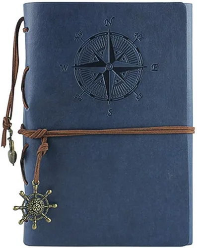 Miniatura 8 de Cuaderno de escritura de cuero, cuaderno de espiral náutico vintage, cuaderno de bocetos, diario de viaje para escribir con páginas en blanco y Negro
