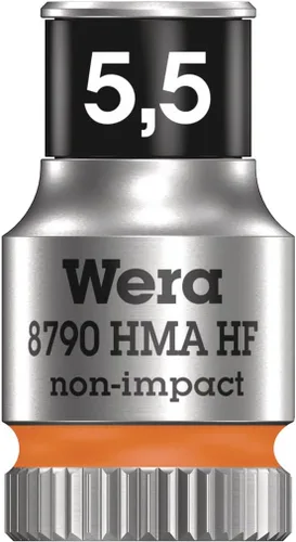 WERA 05003720001 8790 HMA HF Zyklop Socket con 1/4" Drive con función de sujeción, 0.217 x 0.906 in