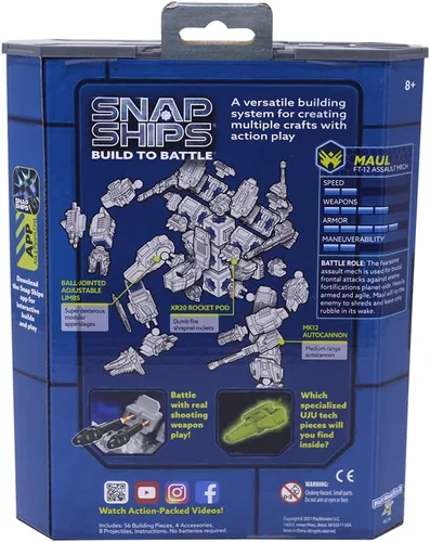 Miniatura 6 de Snap Ships Forge Maul FT-12 Assault Mech - Construir para la batalla - No requiere baterías - Construye 3 diseños diferentes -8+